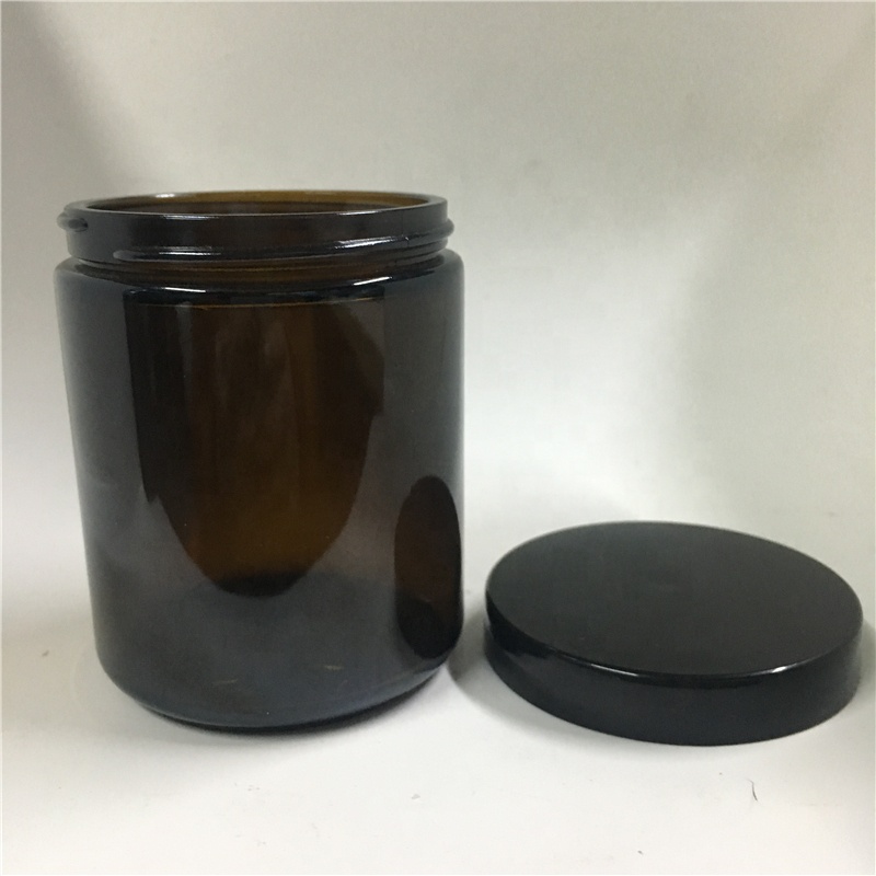 9oz Cosmetics Glass Cream Jar Face Cream Jars Amber Screw Cap,amber with Black Screen Printing Pill Pharmaceutical Packaging