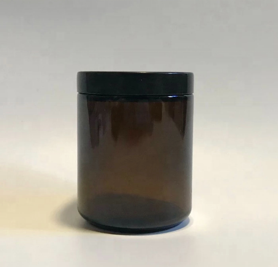 9oz Cosmetics Glass Cream Jar Face Cream Jars Amber Screw Cap,amber with Black Screen Printing Pill Pharmaceutical Packaging