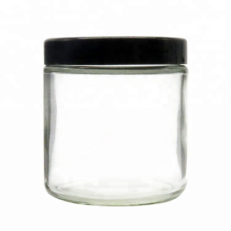 9oz Straight Side Glass Jar Glass Container with Black Screw Lid