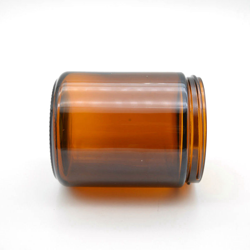 9oz Straight Sided Amber Glass Jars for Cosmetic and candles with aluminium lids