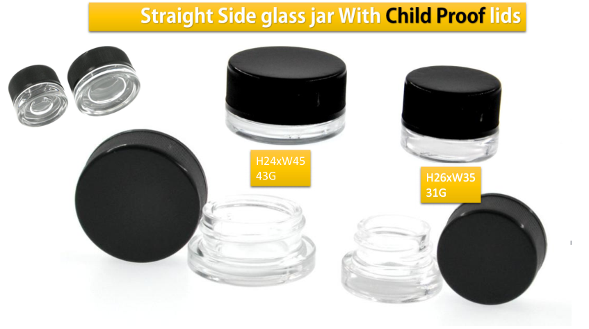 A MR PACK Custom 3m 5ml 7ml 9ml Child Proof Plastic Lids Clear Glass Concentrate Packaging Dab Container JAR Blister Packaging