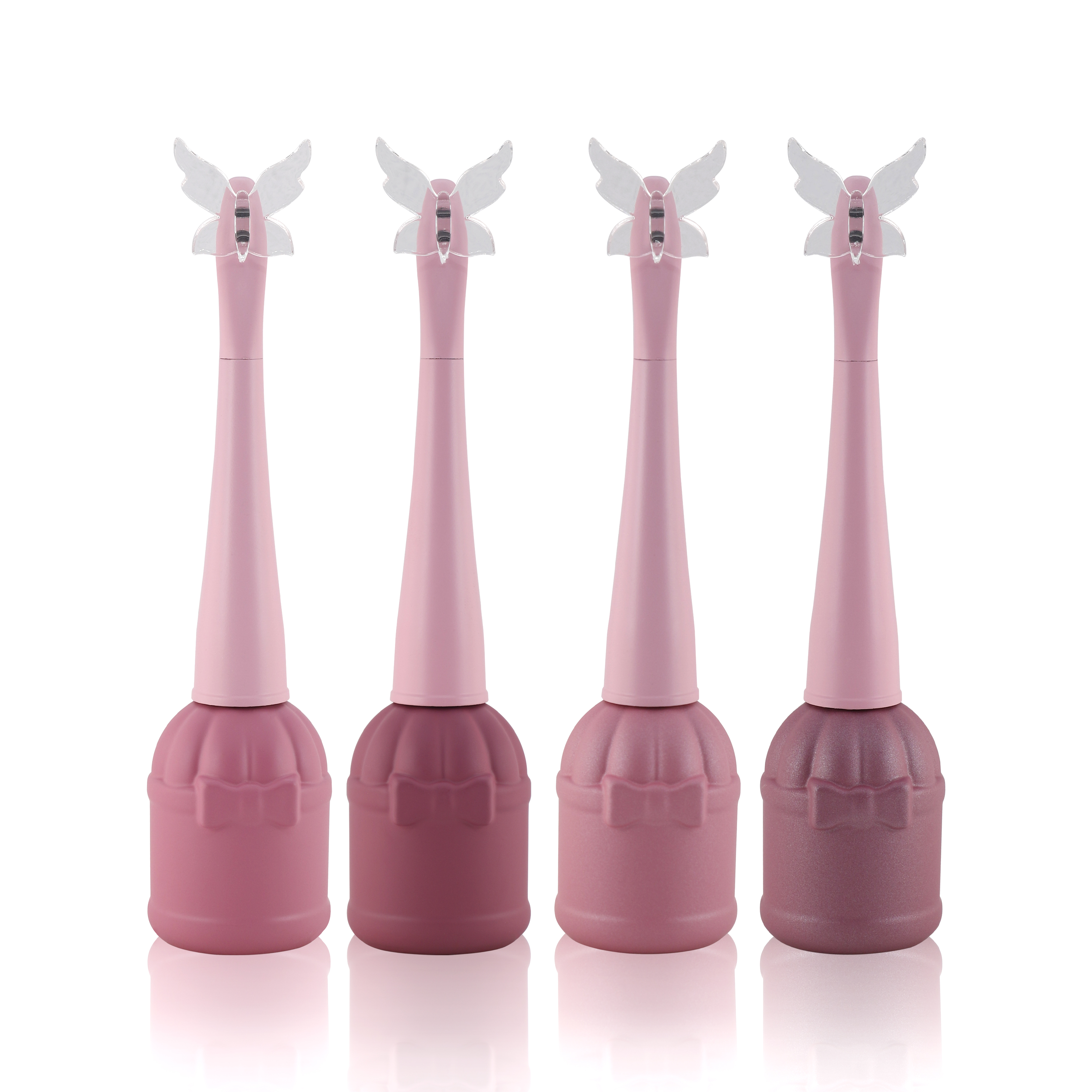 A new factory custom pink nail gel polish bottle with the butterfly logo