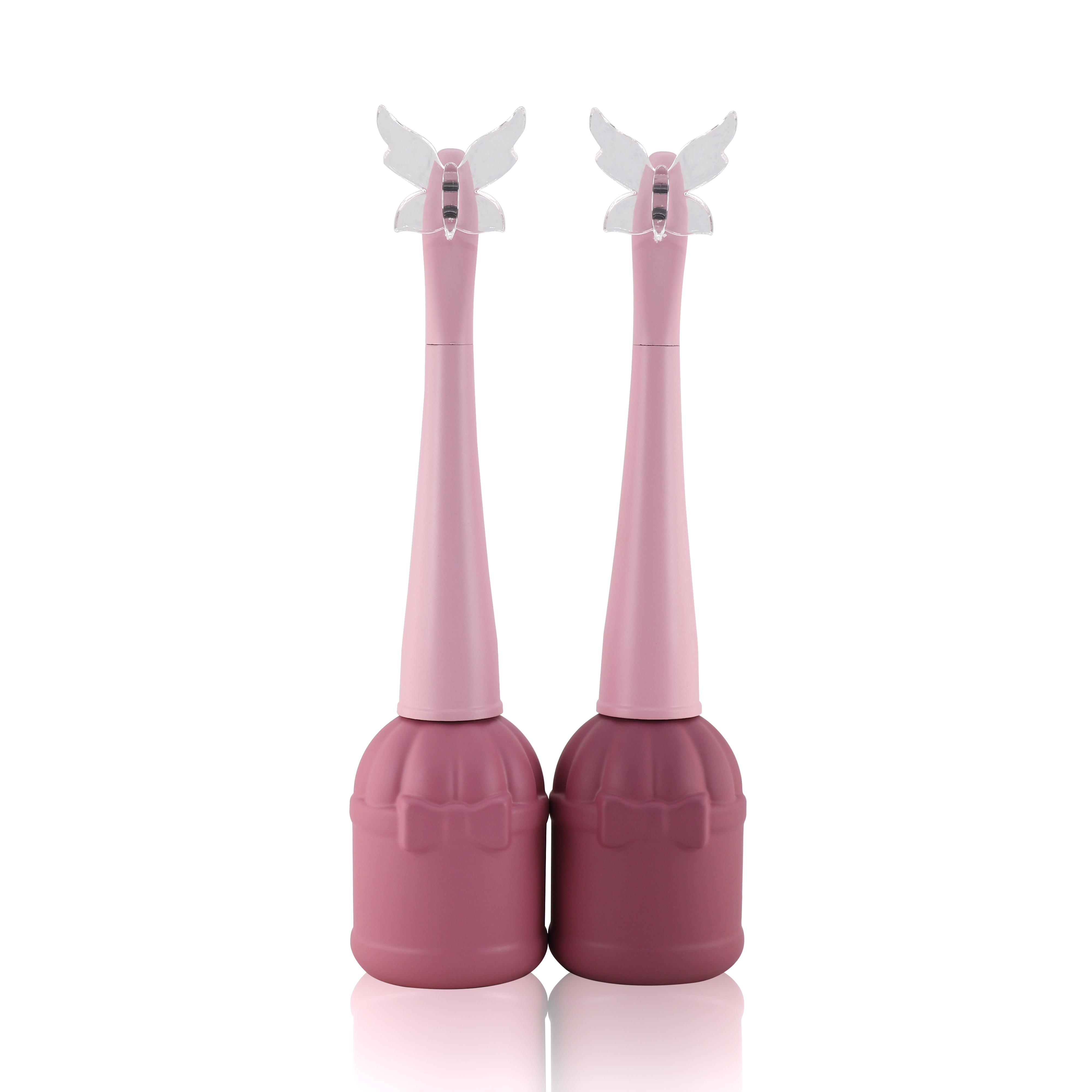 A new factory custom pink nail gel polish bottle with the butterfly logo