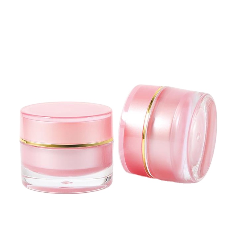 A11 15g in stock hot sale gold rim pink white green mint green screw on cap acrylic plastic basic cosmetic cream jar