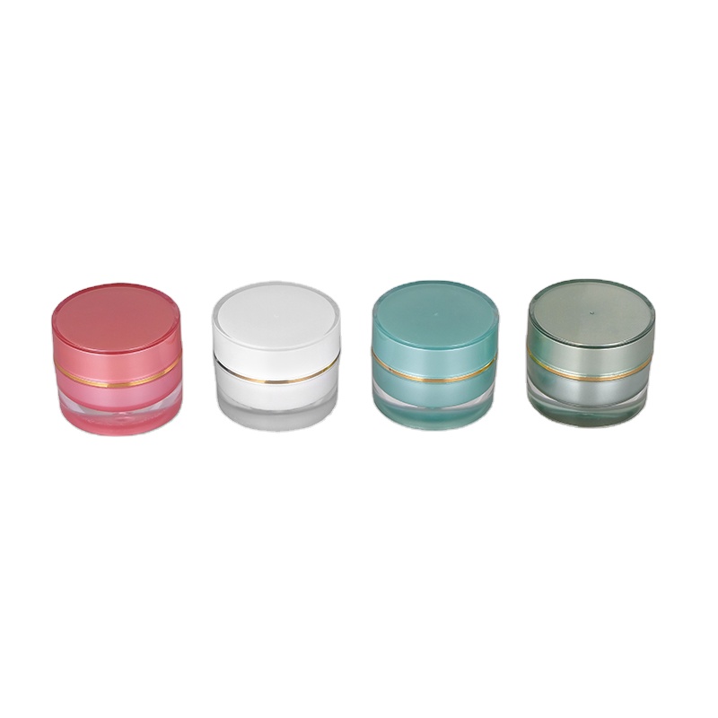 A11 15g in stock hot sale gold rim pink white green mint green screw on cap acrylic plastic basic cosmetic cream jar