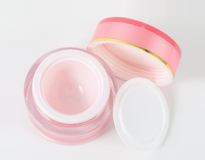 A11 15g in stock hot sale gold rim pink white green mint green screw on cap acrylic plastic basic cosmetic cream jar