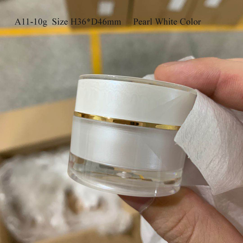A11 15g in stock hot sale gold rim pink white green mint green screw on cap acrylic plastic basic cosmetic cream jar