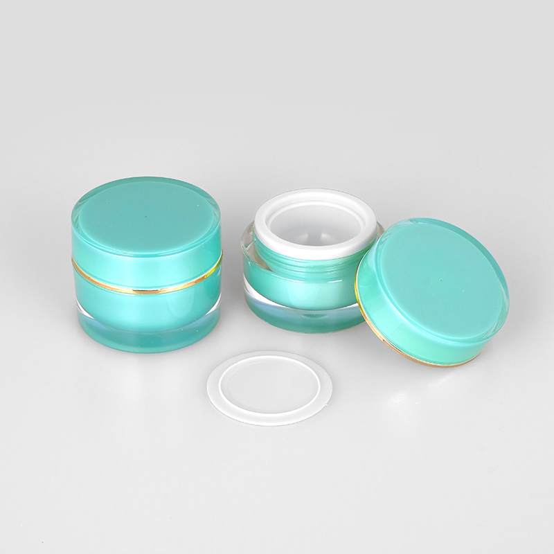 A11 15g in stock hot sale gold rim pink white green mint green screw on cap acrylic plastic basic cosmetic cream jar