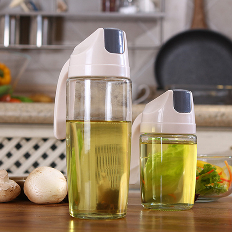 A1166 Kitchen Glass Oil Bottle Dispenser Automatic Opening Closing Home Bottles For Oil And Vinegar Honey Olive Oil Container