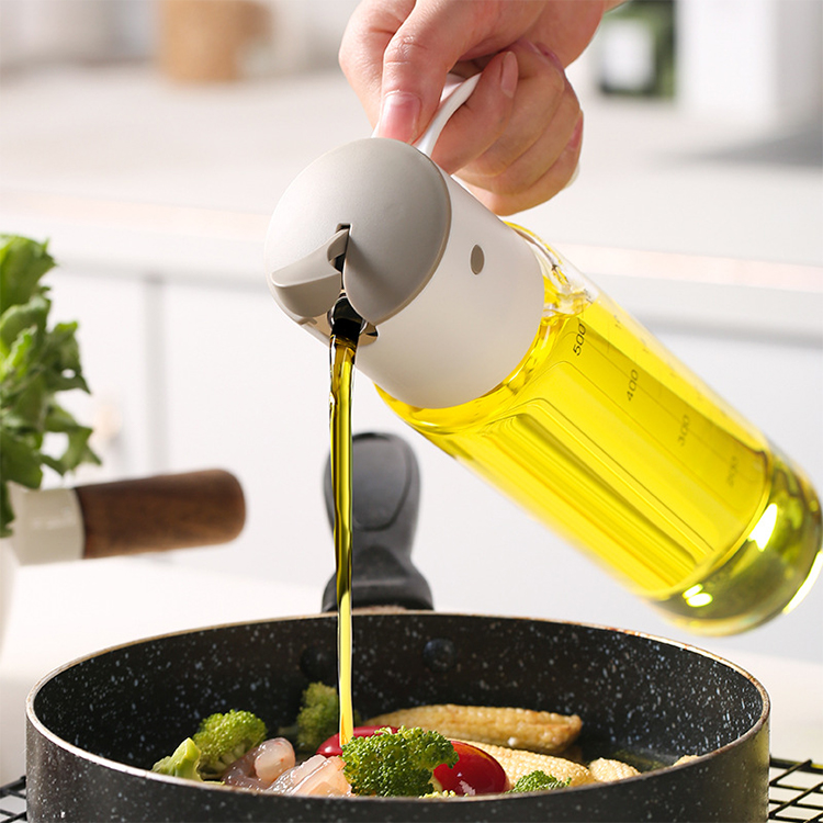 A696 Glass Oil Bottle Dispenser Automatic Opening Closing Seasoning Bottle Home Kitchen Leak-proof Soy Sauce Bottle Vinegar Pot