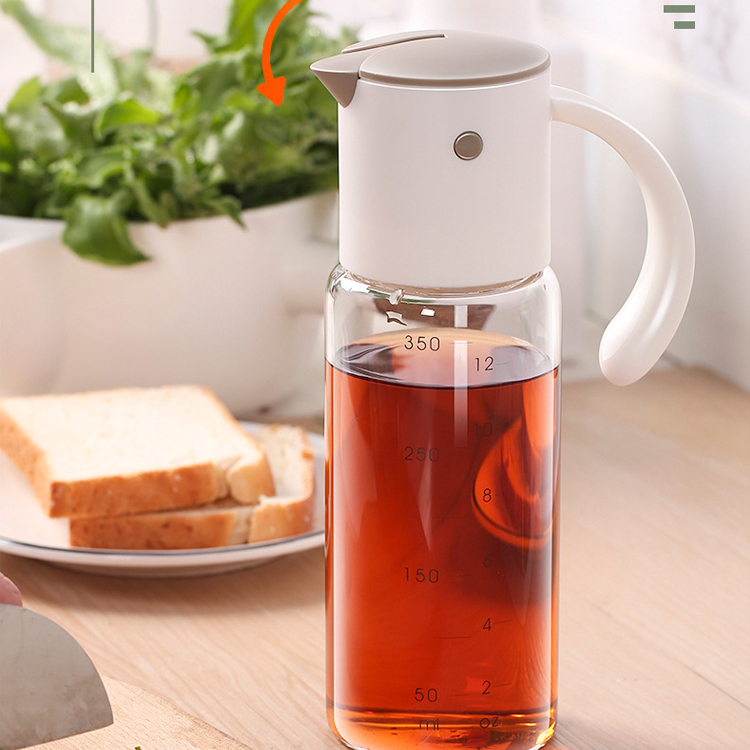 A696 Glass Oil Bottle Dispenser Automatic Opening Closing Seasoning Bottle Home Kitchen Leak-proof Soy Sauce Bottle Vinegar Pot