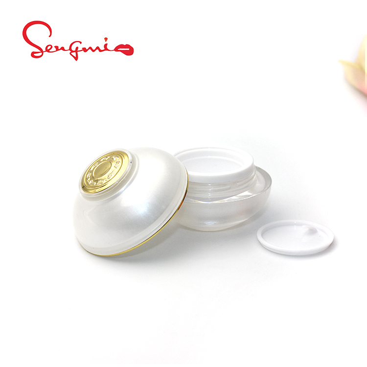 A75 50g in stock hot sale new design gold lid pearl white round cosmetic cream jar luxury container jar
