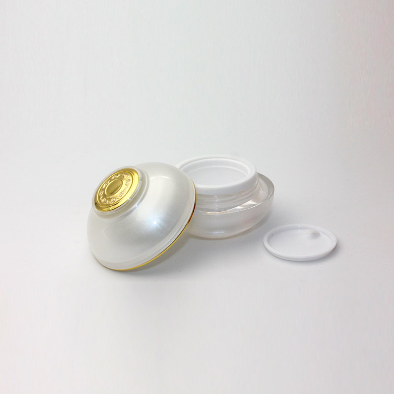 A75 50g in stock hot sale new design gold lid pearl white round cosmetic cream jar luxury container jar