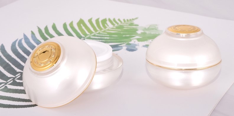 A75 50g in stock hot sale new design gold lid pearl white round cosmetic cream jar luxury container jar