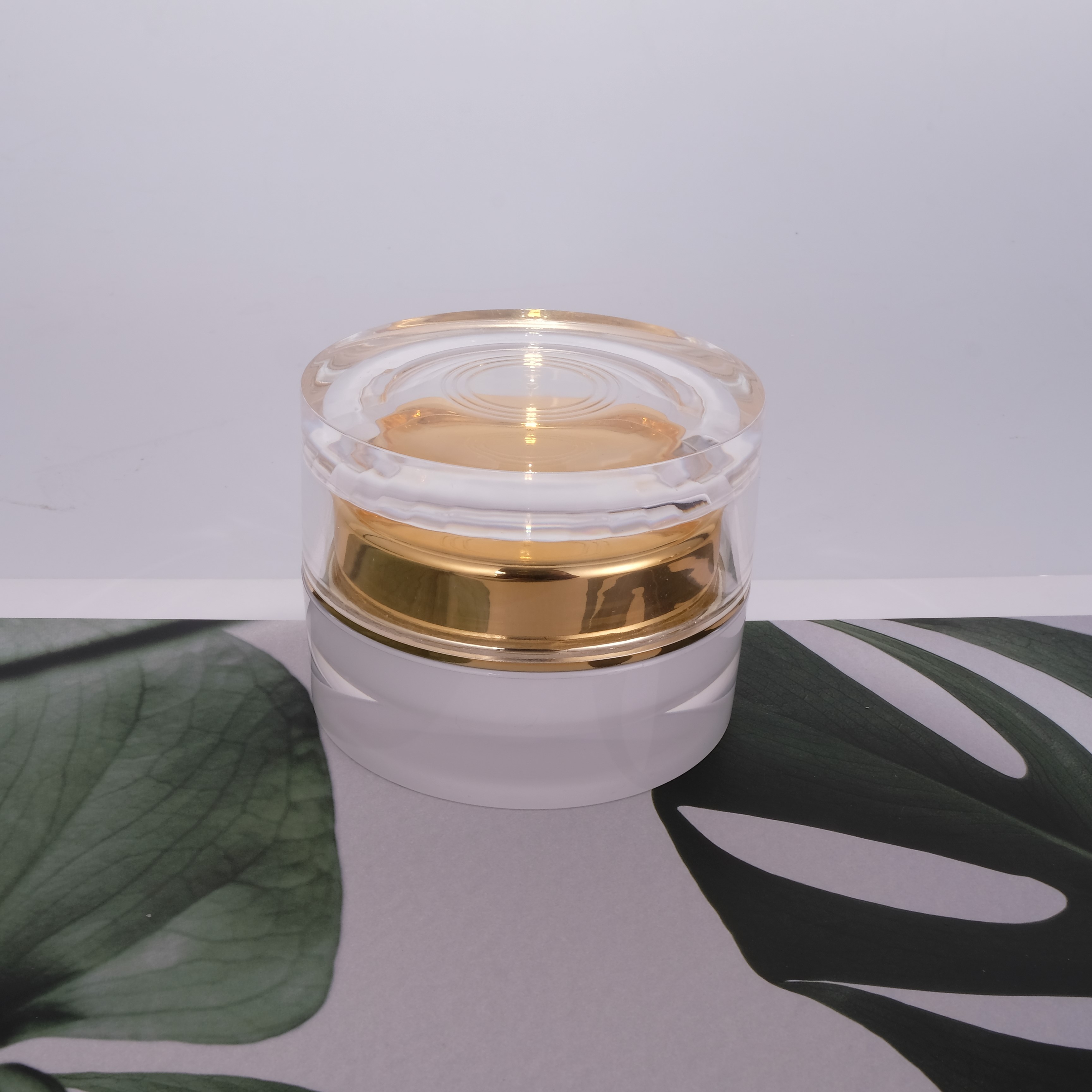 A83 20g 30g 50g in stock ready to ship transparent gold lid pearl white double wall round acrylic plastic cosmetic cream jar