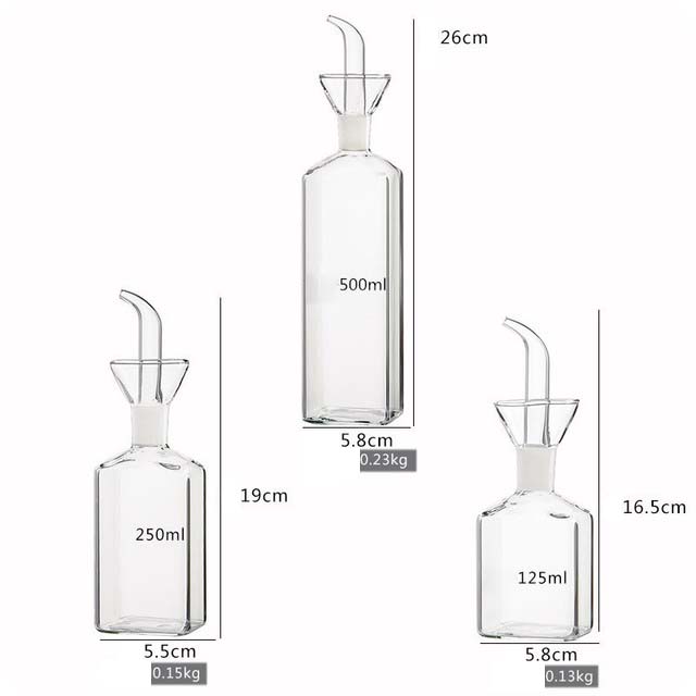 AA578 Transparent Glass Oil Bottle Kitchen Tools Soy Vinegar Sauce Container Simple Glasses Oil Can Creative Seasoning Bottle