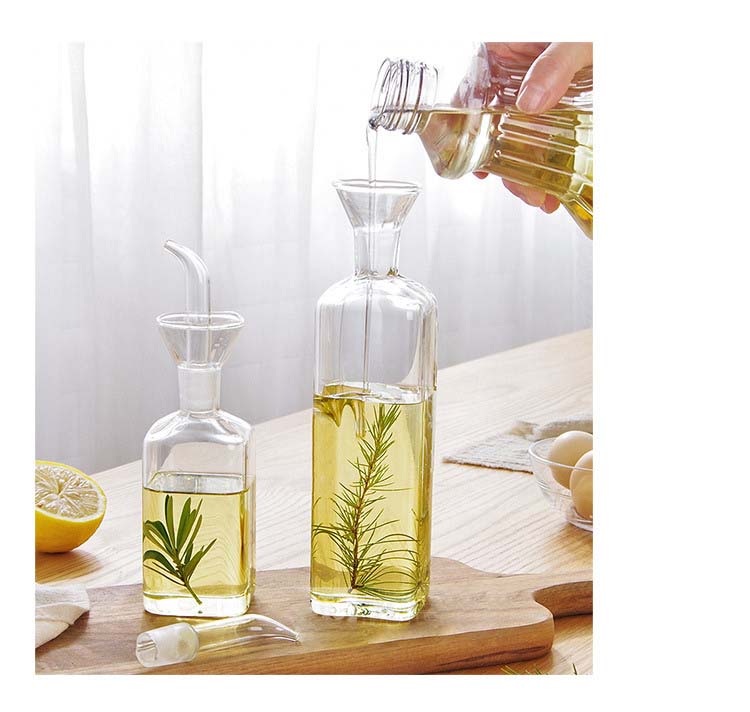 AA578 Transparent Glass Oil Bottle Kitchen Tools Soy Vinegar Sauce Container Simple Glasses Oil Can Creative Seasoning Bottle