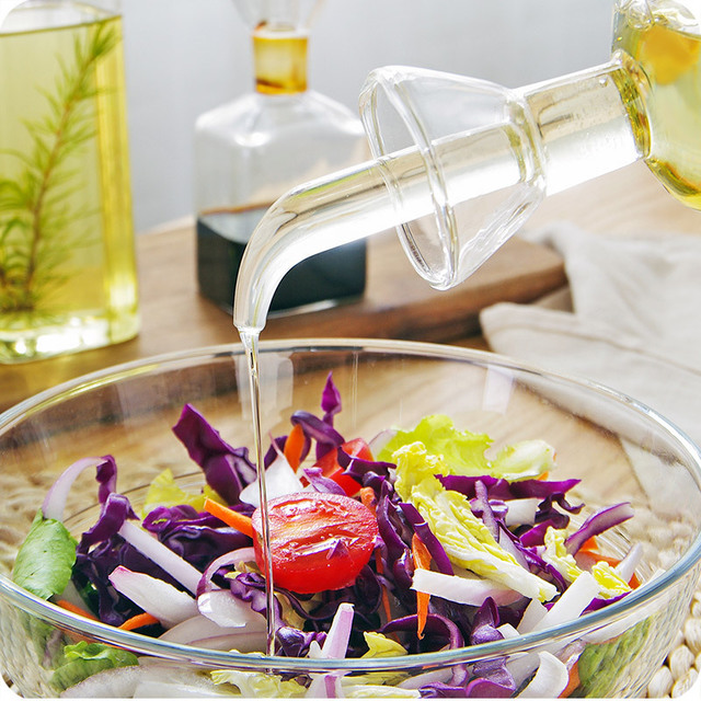 AA578 Transparent Glass Oil Bottle Kitchen Tools Soy Vinegar Sauce Container Simple Glasses Oil Can Creative Seasoning Bottle
