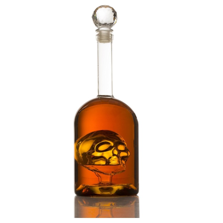 AIHPO06 Decorative Fancy Gift Custom 750ml Empty Unique Skull Shaped Liquor Bottle