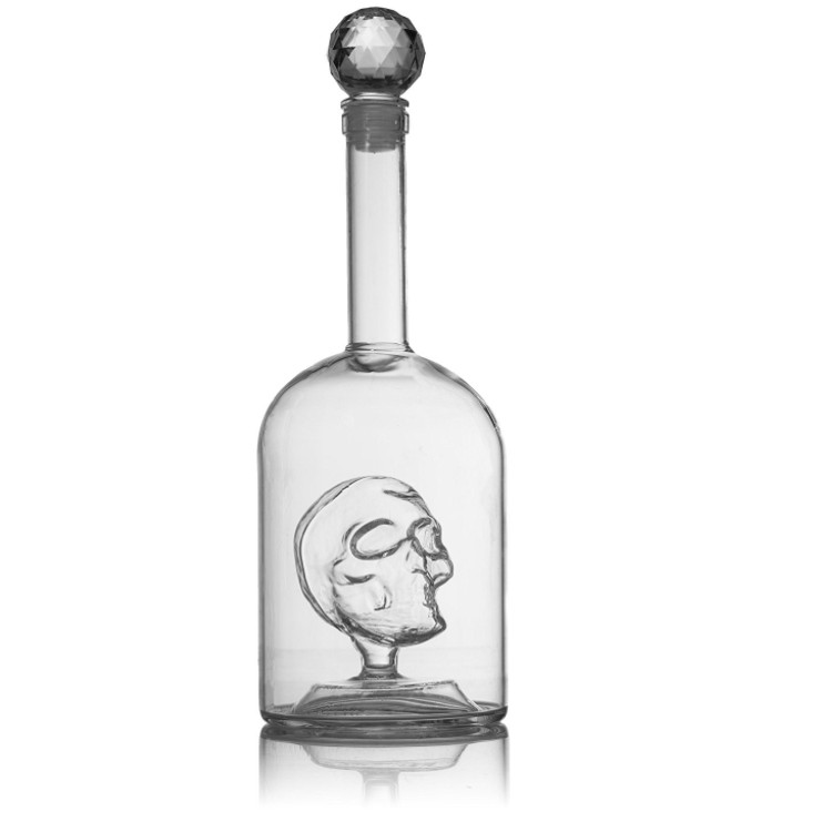 AIHPO06 Decorative Fancy Gift Custom 750ml Empty Unique Skull Shaped Liquor Bottle