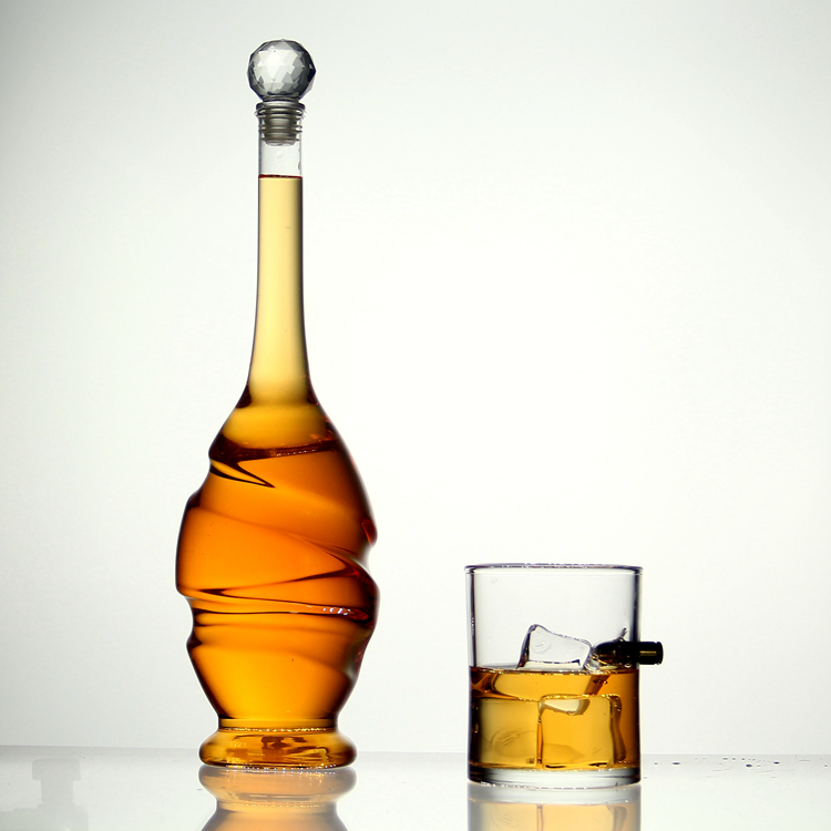 AIHPO07 Manufacture Empty Fancy Special Gift Custom Design Swirly Warped Shaped Sale Empty 750ml Glass Wine Liquor Bottles
