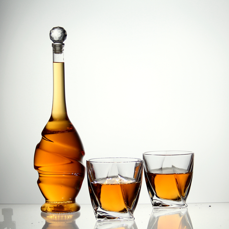 AIHPO07 Manufacture Empty Fancy Special Gift Custom Design Swirly Warped Shaped Sale Empty 750ml Glass Wine Liquor Bottles