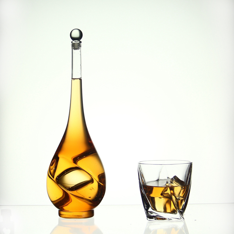 AIHPO07 Manufacture Empty Fancy Special Gift Custom Design Swirly Warped Shaped Sale Empty 750ml Glass Wine Liquor Bottles