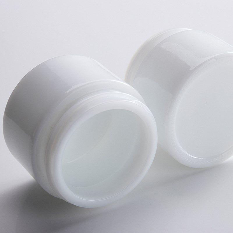 AWI luxury 100ml natural white cosmetic glass cream jar with white cap high quality skin care use opal white glass cosmetic jar
