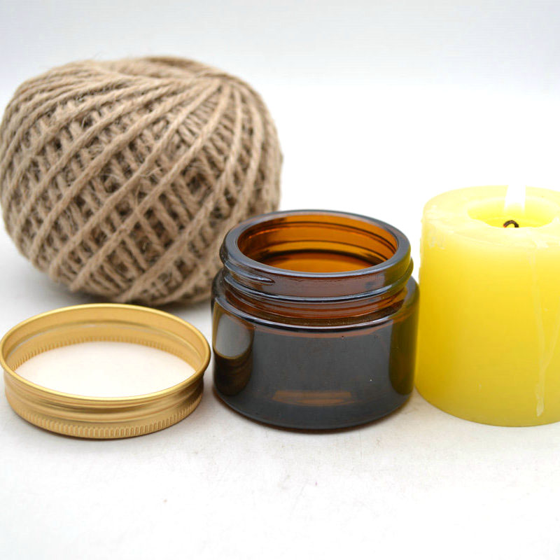 Abeisi amber cosmetic packaging Wide Mouth Airtight Glass Jar/candle container Aluminium lid Manufacturer