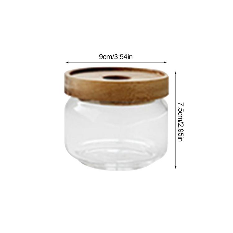 Acacia wood glass storage jar kitchen food grains coffee beans flower tea sealed jar transparent storage jar