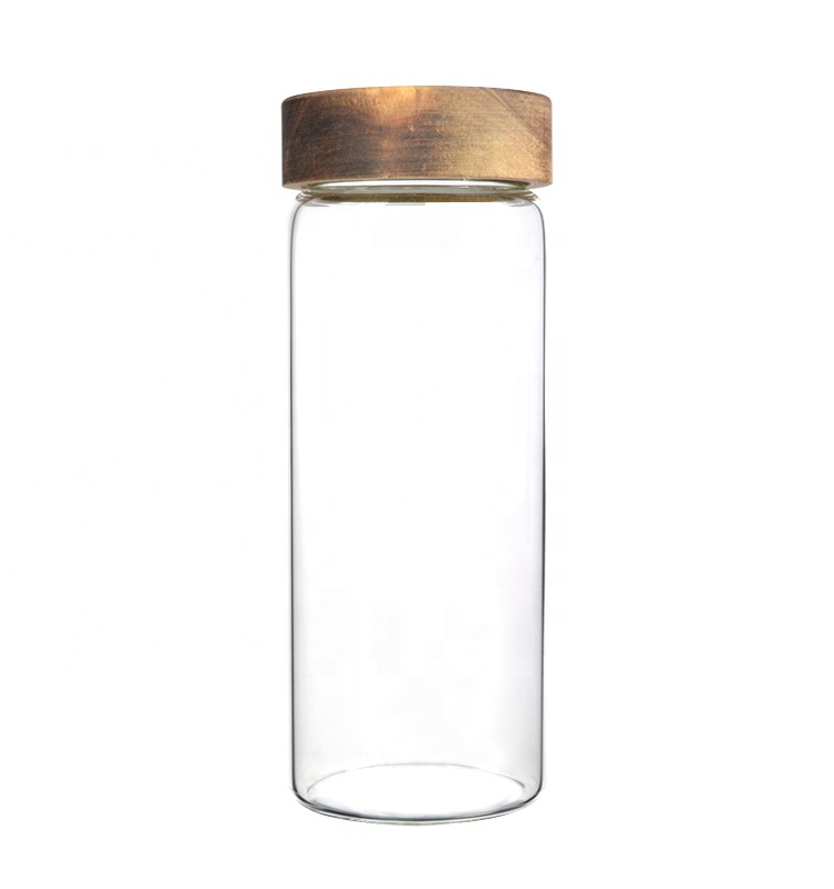 Acacia wood seal lid with glass storage jar wooden lid,glass storage jar with lid,storage jar glass