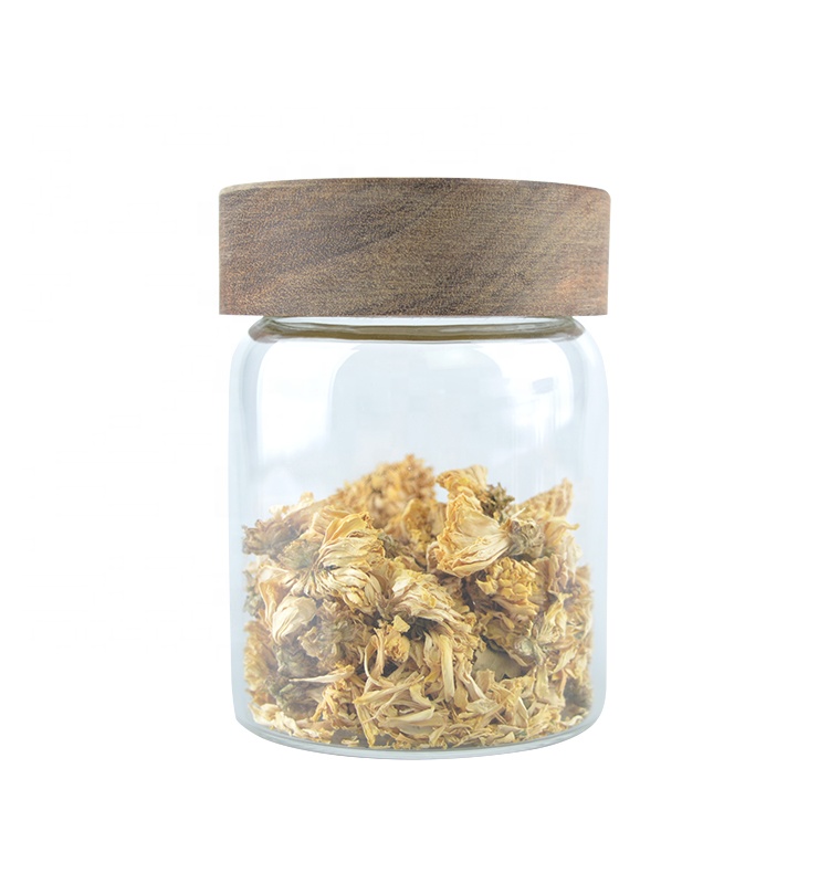 Acacia wood seal lid with glass storage jar wooden lid,glass storage jar with lid,storage jar glass
