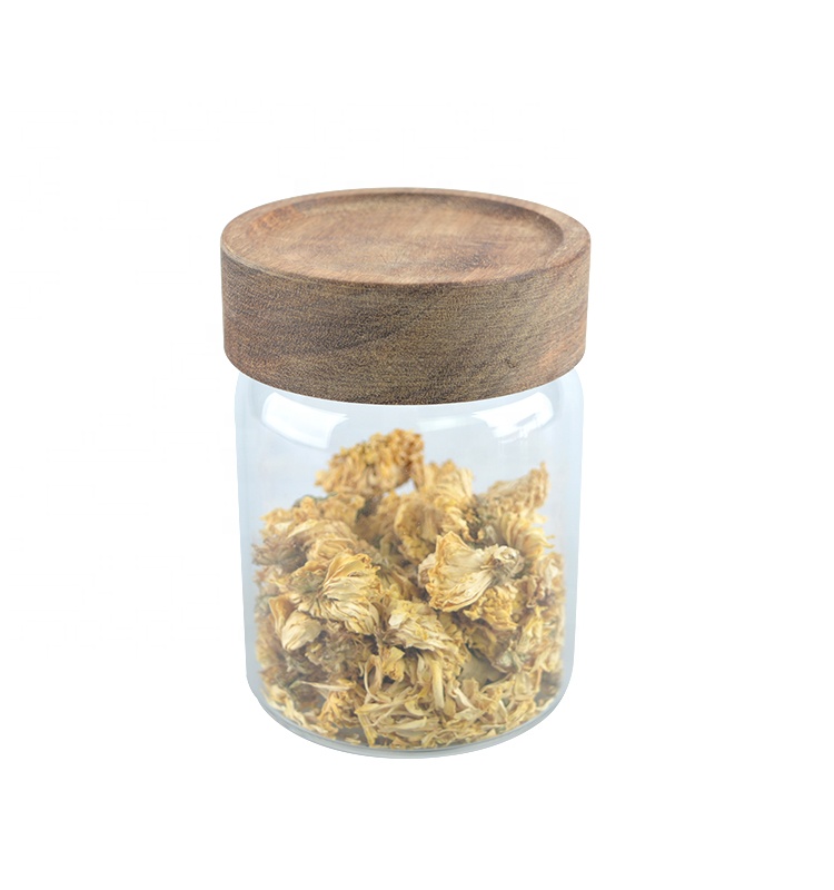 Acacia wood seal lid with glass storage jar wooden lid,glass storage jar with lid,storage jar glass