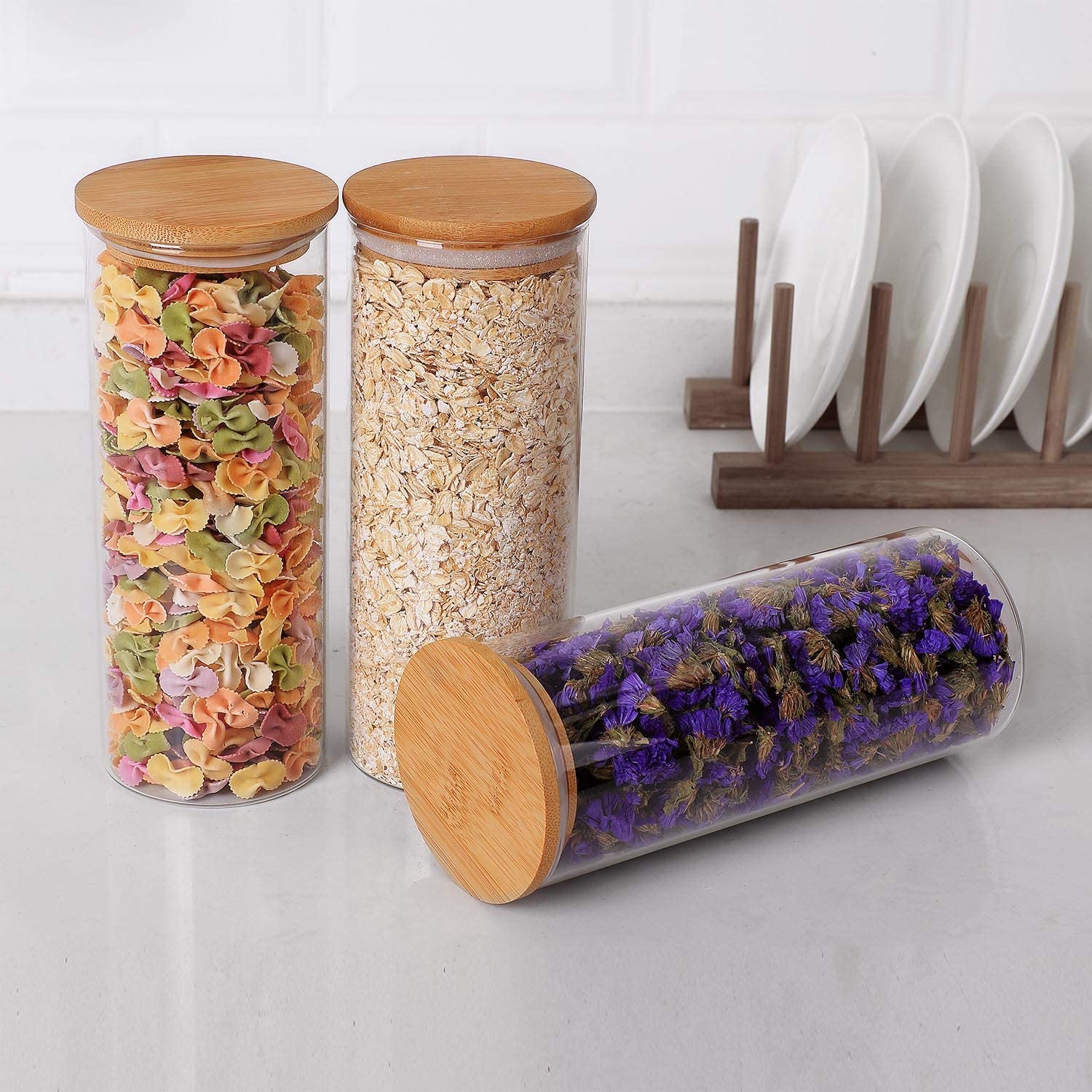 Acacia wood seal lid with glass storage jar wooden lid glass storage jar with lid storage jar glass