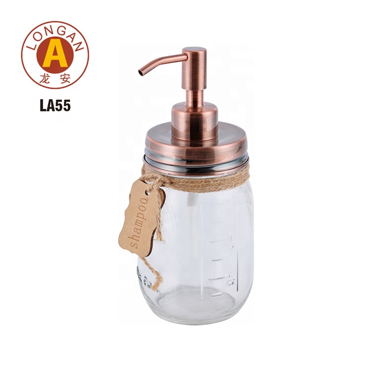Accept Custom Order Decorative Mason Jar Stainless Steel Lotion Pump Glass Soap Dispenser Bottle With Lids Supplier In China