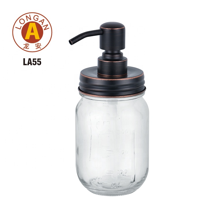 Accept Custom Order Decorative Mason Jar Stainless Steel Lotion Pump Glass Soap Dispenser Bottle With Lids Supplier In China