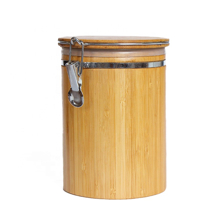 Accept Customized High Quality All Natural Container With Bamboo Lid And Spoon