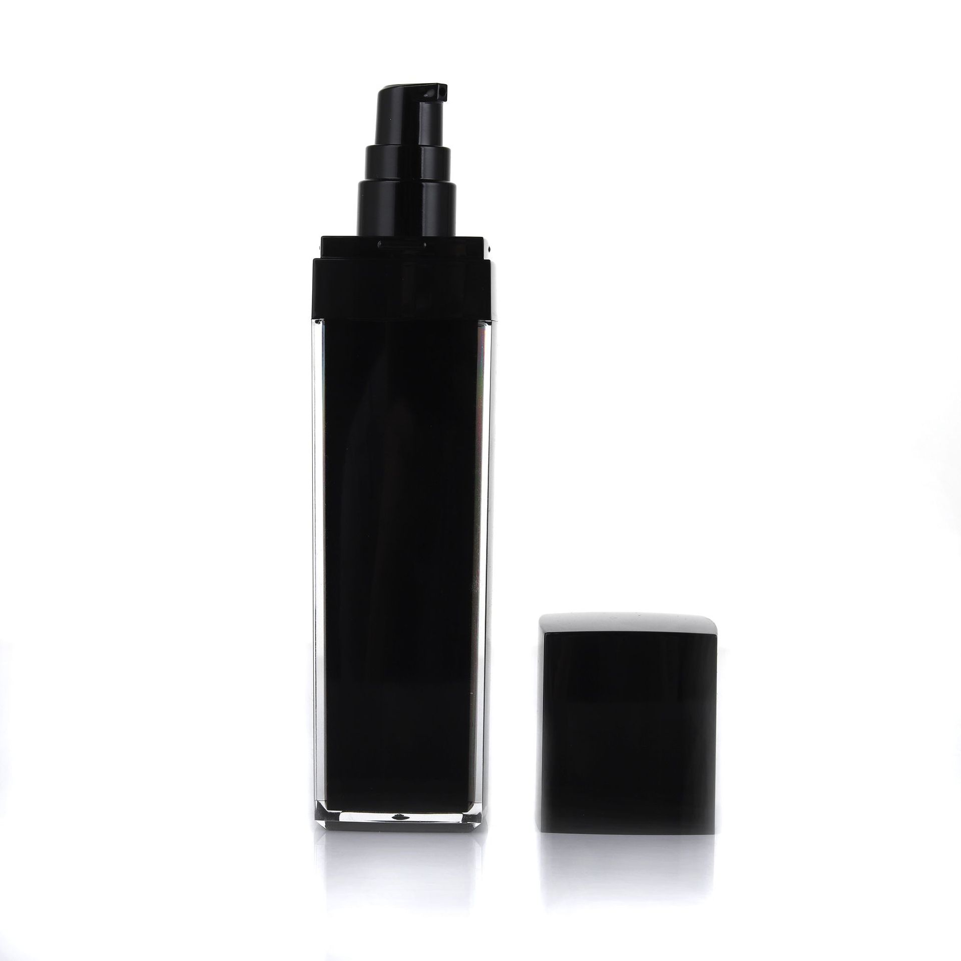 Accept OEM Black Acrylic Cosmetic Packing Cream Jar Lotion Bottle with Pump