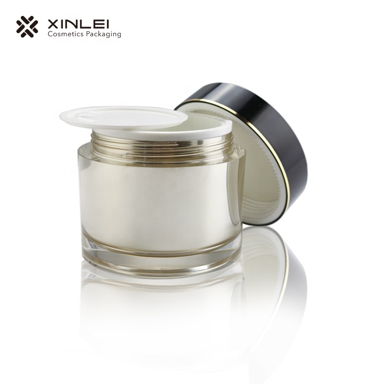 Accept custom provide sample orange acrylic cosmetic double wall cream large acrylic jar