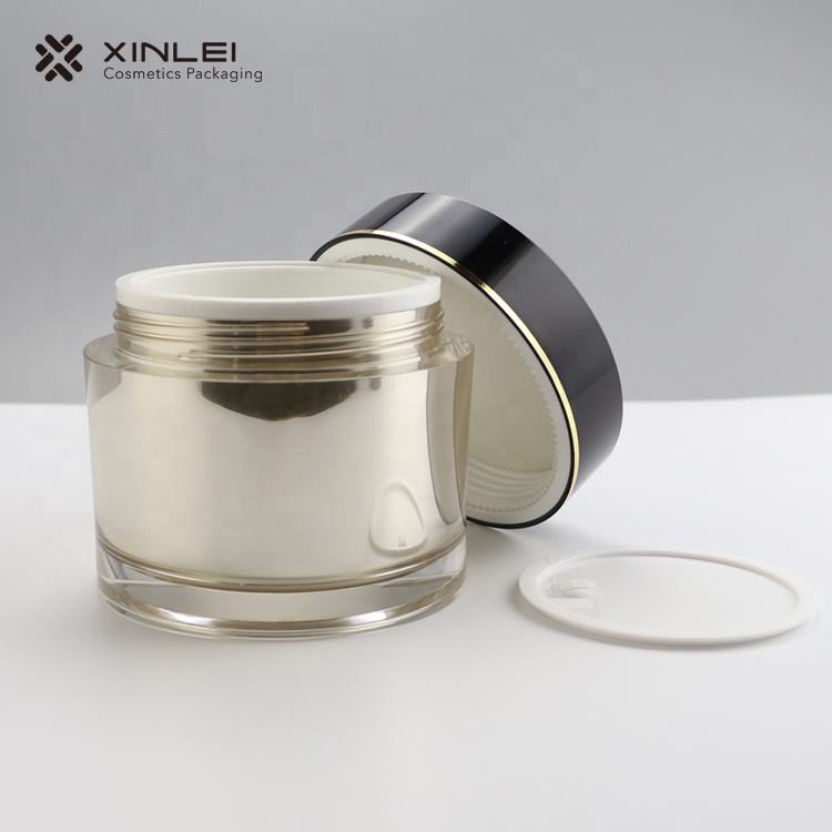 Accept custom provide sample orange acrylic cosmetic double wall cream large acrylic jar