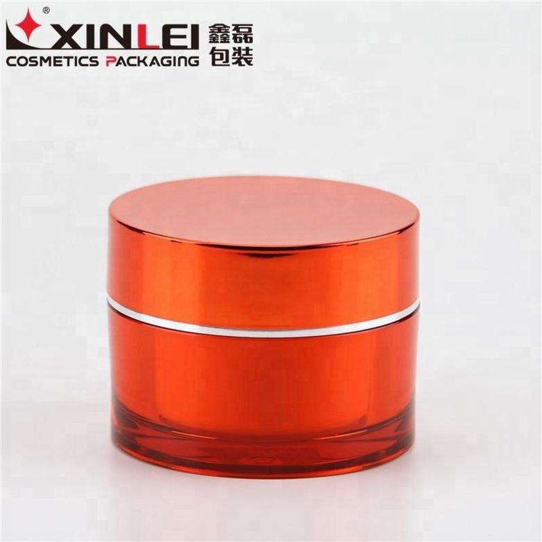 Accept custom provide sample orange acrylic cosmetic double wall cream large acrylic jar