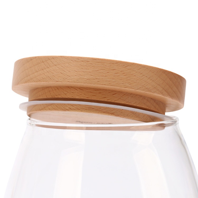 Accept custom with wooden lid glass honey storage jar Food storage jar