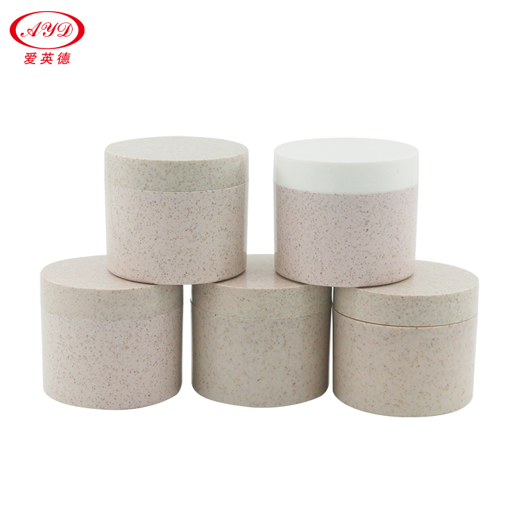 Accept customization Eco friendly round cream jar 200 ml body cream jar wheat straw pla cosmetic biodegradable cream jar