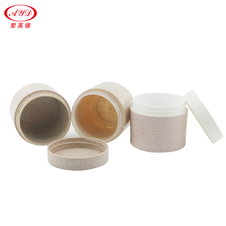 Accept customization Eco friendly round cream jar 200 ml body cream jar wheat straw pla cosmetic biodegradable cream jar