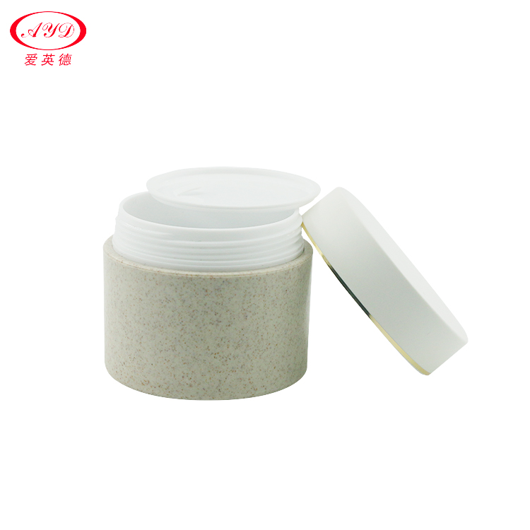 Accept customization Eco friendly round cream jar 200 ml body cream jar wheat straw pla cosmetic biodegradable cream jar