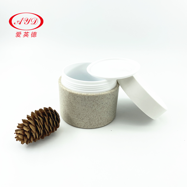 Accept customization eco friendly PCR post-consumer recycled plastic cream jar wheat straw pla cosmetic face cream jar