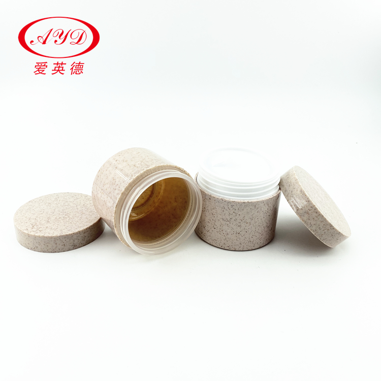 Accept customization eco friendly PCR post-consumer recycled plastic cream jar wheat straw pla cosmetic face cream jar