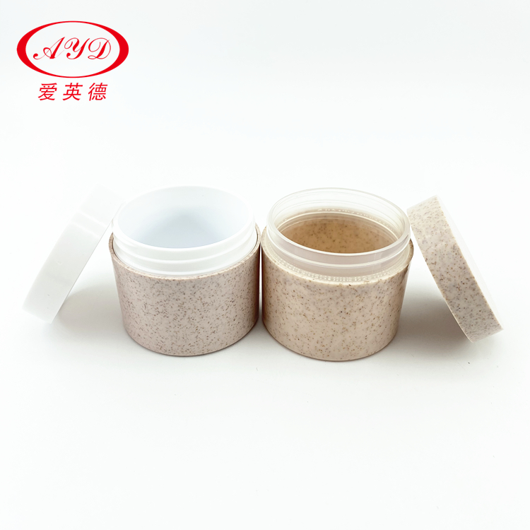 Accept customization eco friendly PCR post-consumer recycled plastic cream jar wheat straw pla cosmetic face cream jar