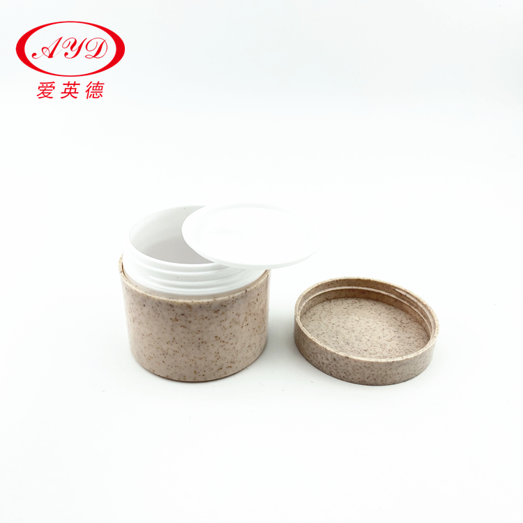 Accept customization eco friendly PCR post-consumer recycled plastic cream jar wheat straw pla cosmetic face cream jar