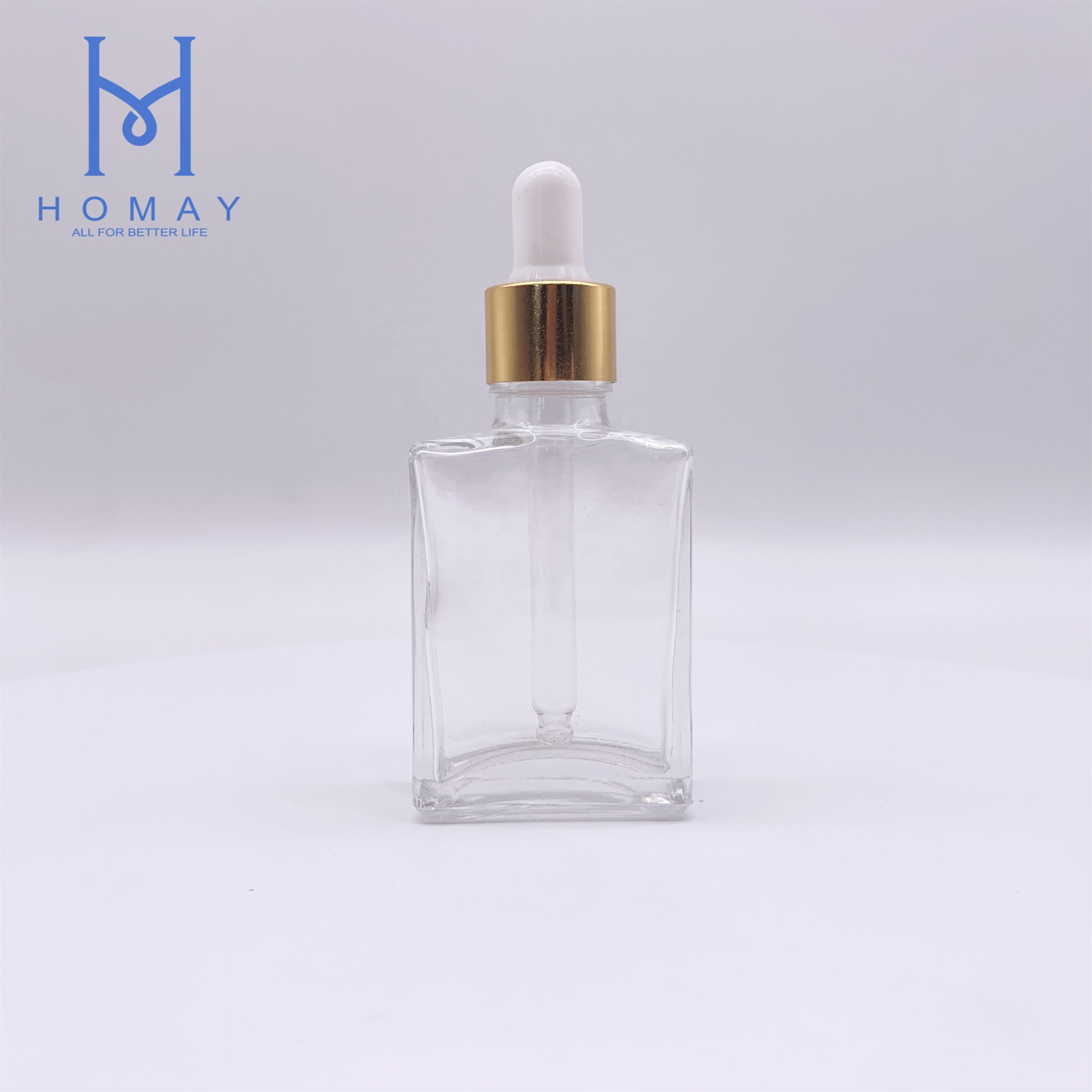 Accepted customization hotsale 30ml flat square glass dropper bottle with cap for essential oil